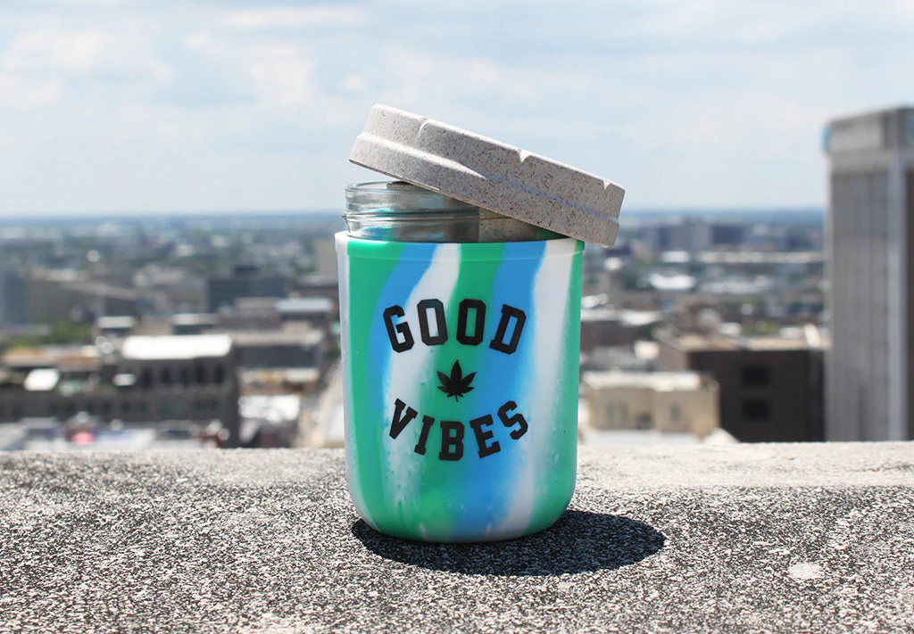 RE:STASH JAR 8oz Ocean Tie-Dye "Good Vibes" (+White RE:VIDER Boveda ) - Image 2