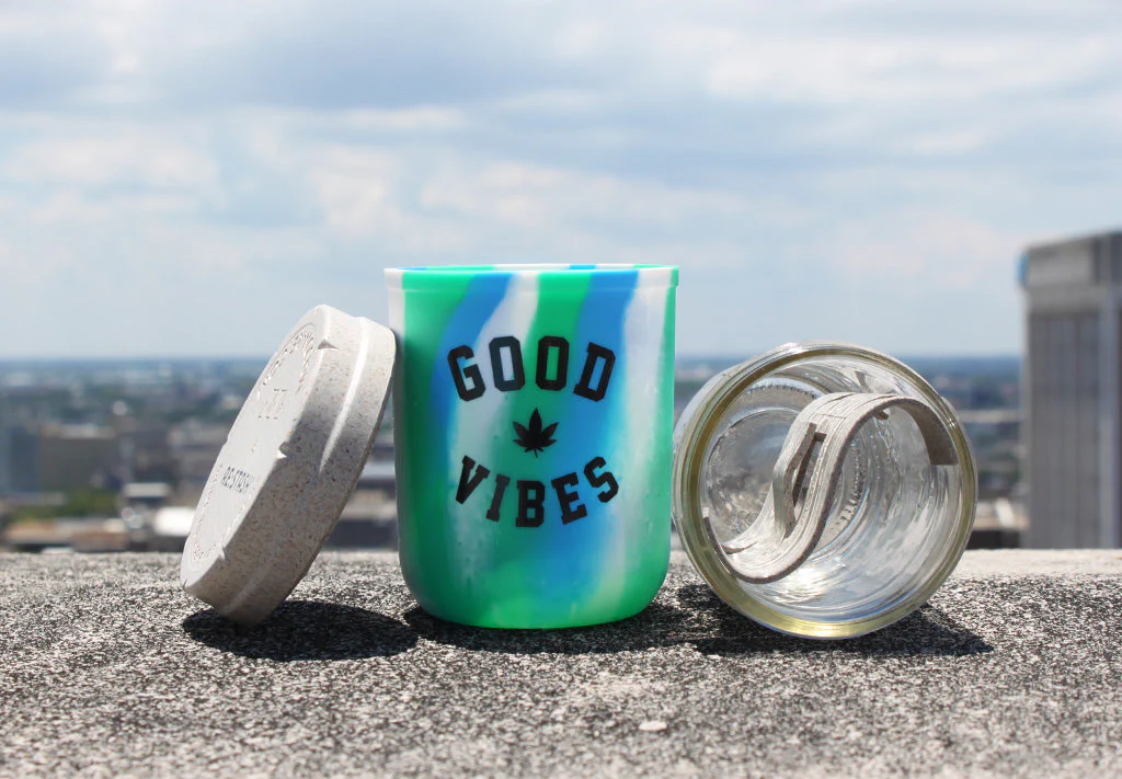 RE:STASH JAR 8oz Ocean Tie-Dye "Good Vibes" (+White RE:VIDER Boveda ) - Image 3