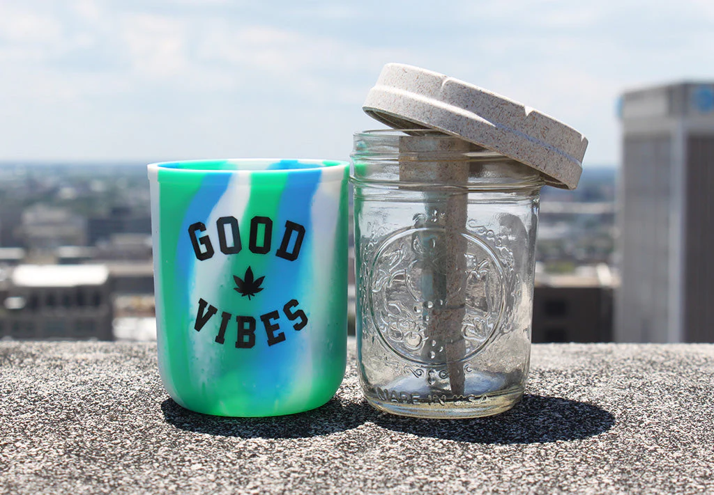 RE:STASH JAR 8oz Ocean Tie-Dye "Good Vibes" (+White RE:VIDER Boveda ) - Image 4