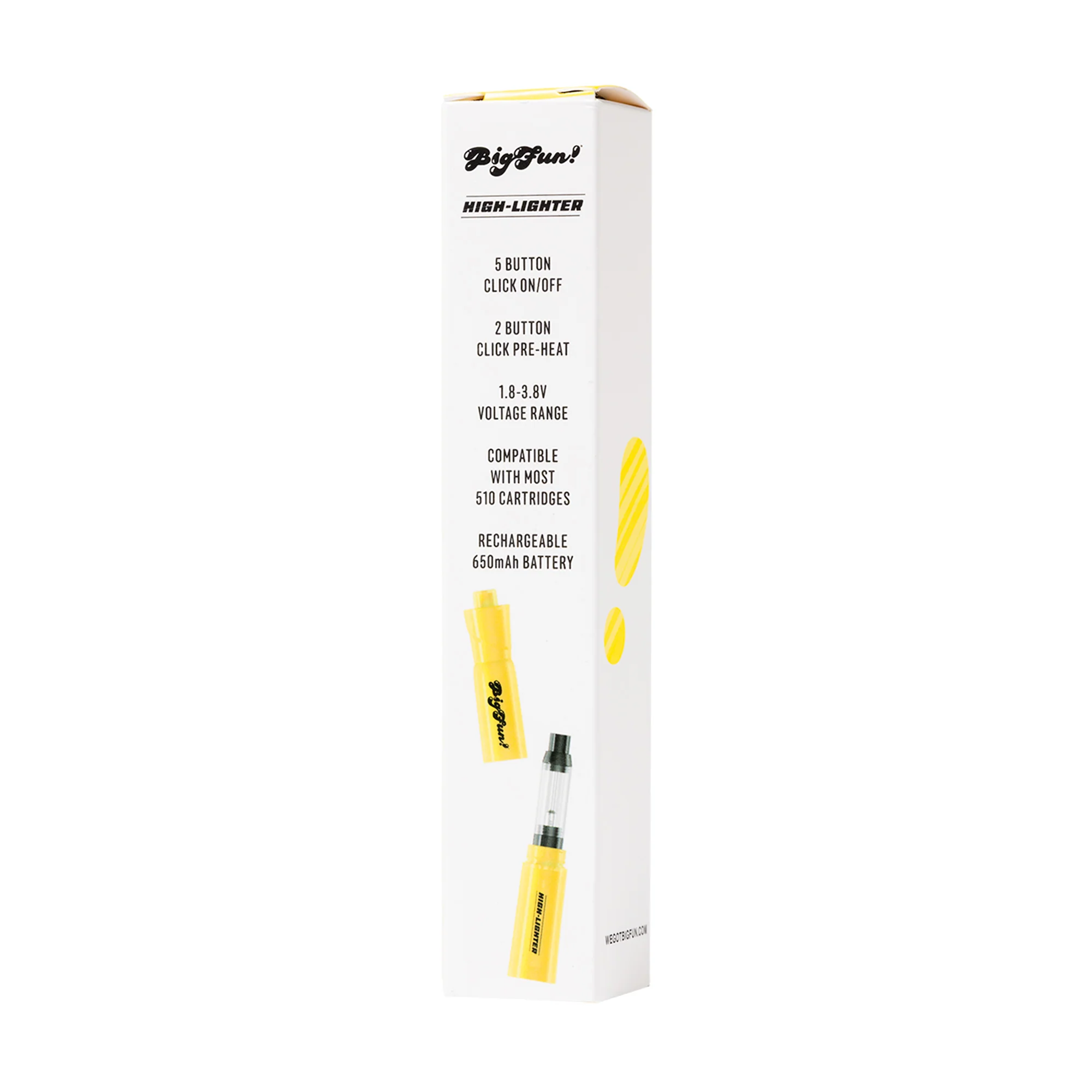 Big Fun High-lighter 510 Conceal Battery (Yellow) - Image 9