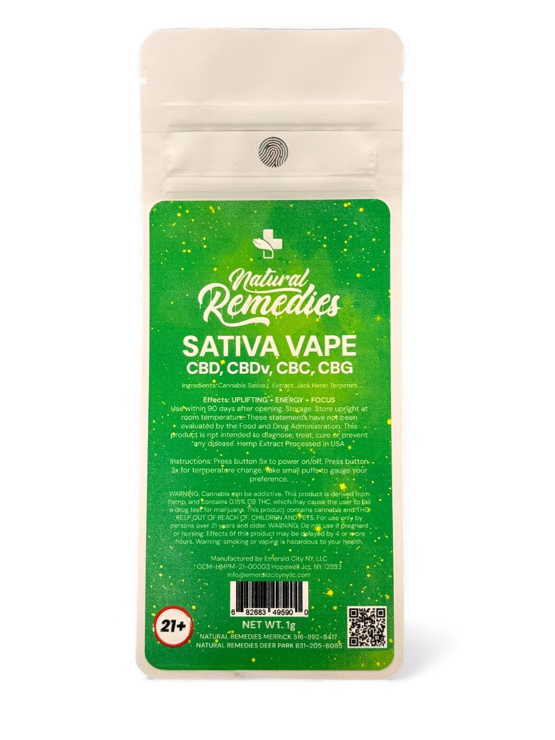 CBD/CBDv/CBC/CBG Uplifting + Energy Disposable Vape (1G Sativa) - Image 3