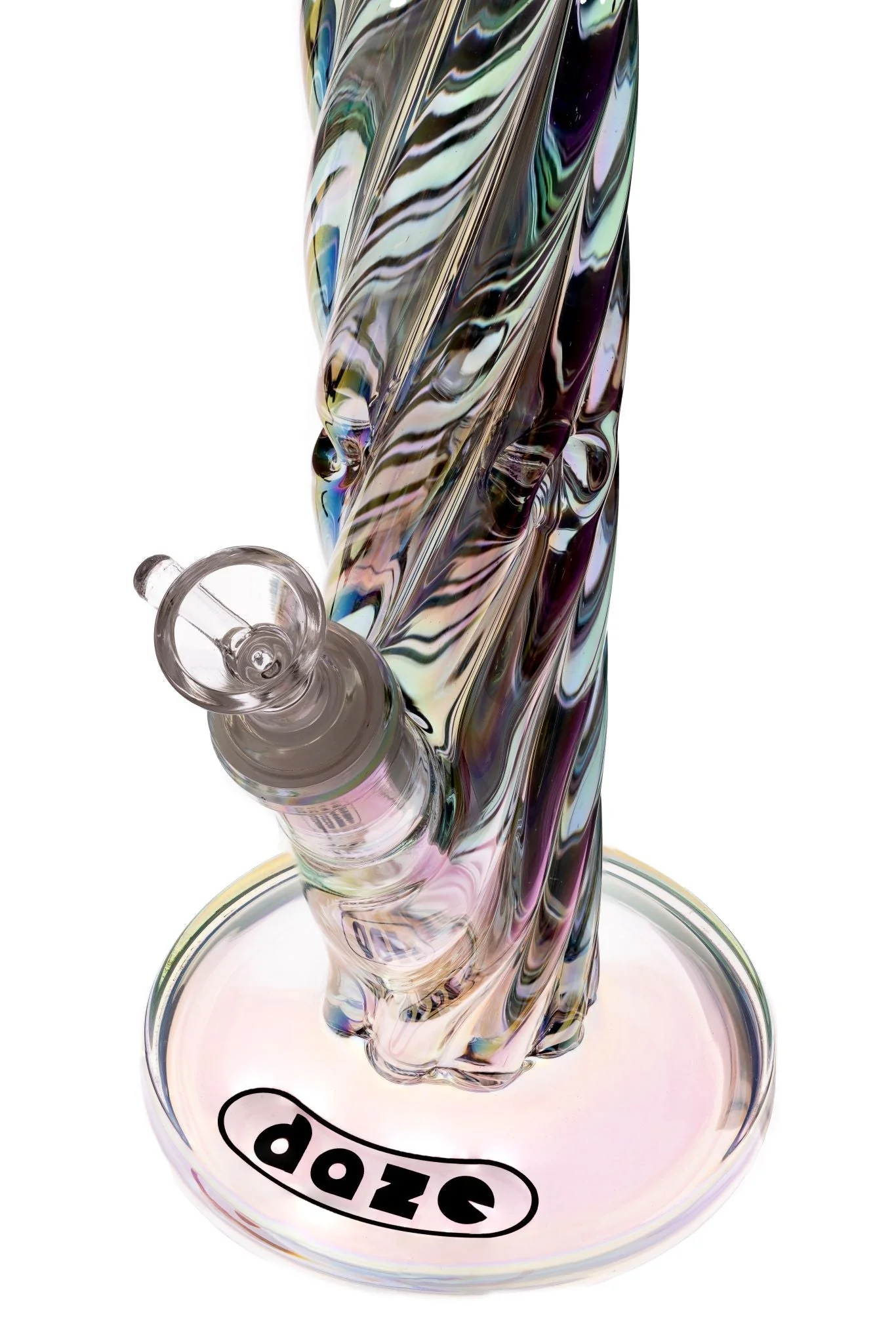 12 Inch Iridescent Rainbow Spiral Glass Water Pipe - Image 2