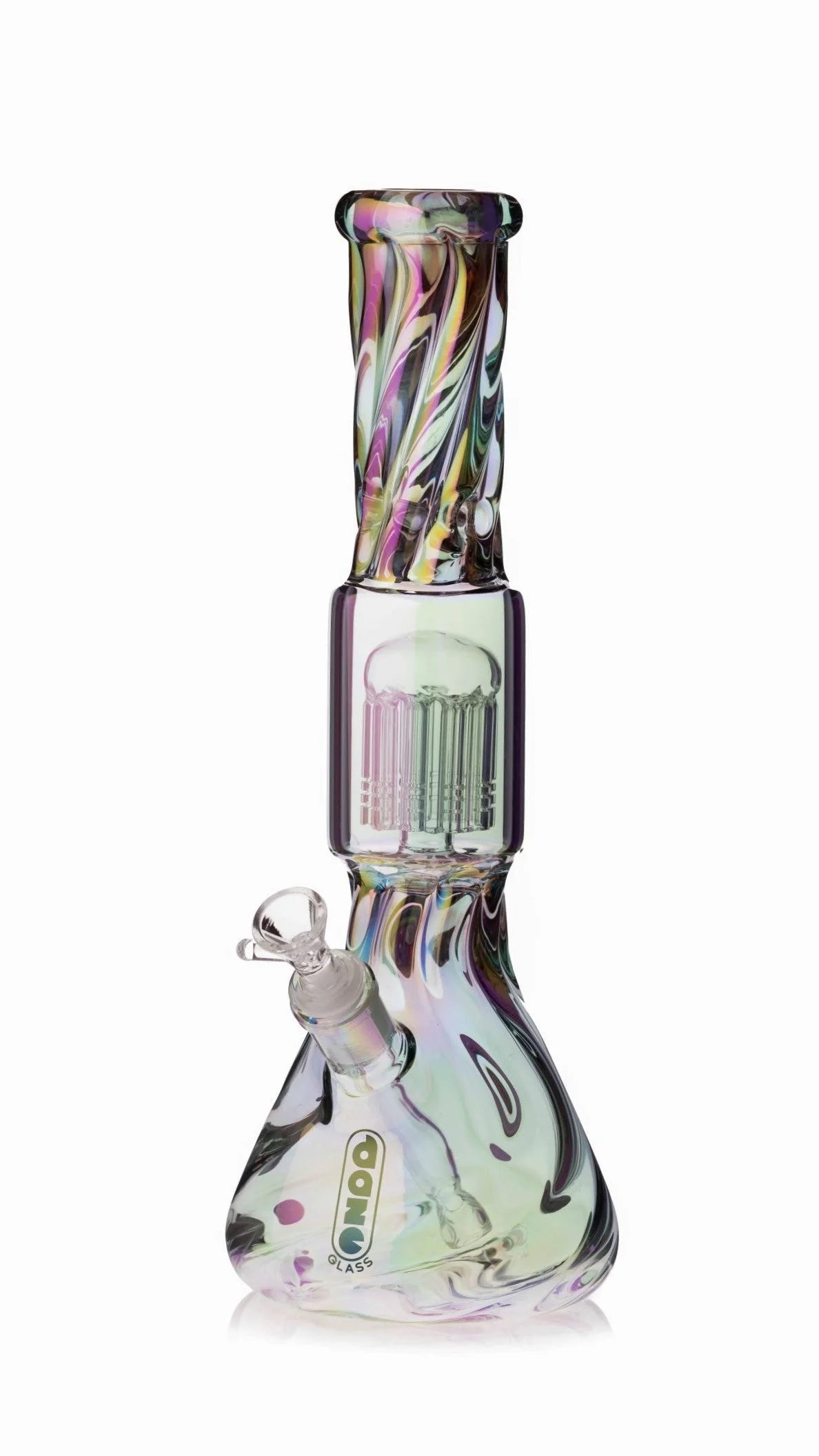14" Iridescent Spiral Arm Perc Glass Water Pipe