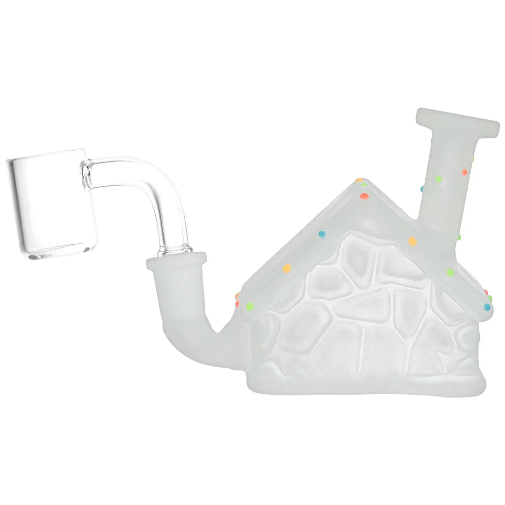 Frosted Christmas House w/ Glow in Dark Lights Glass Mini Rig - Image 2
