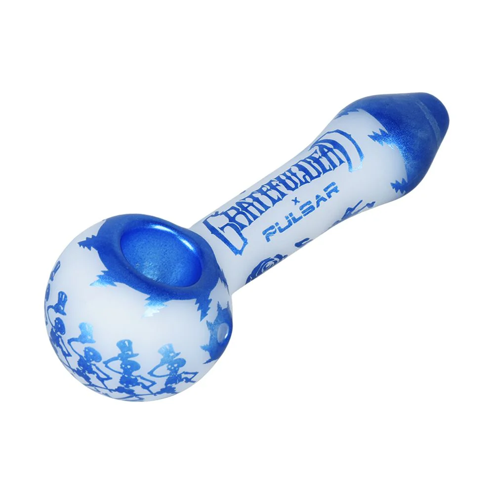 Grateful Dead x Pulsar Blue Sky Dancing Skellies Glass Spoon Pipe - Image 3
