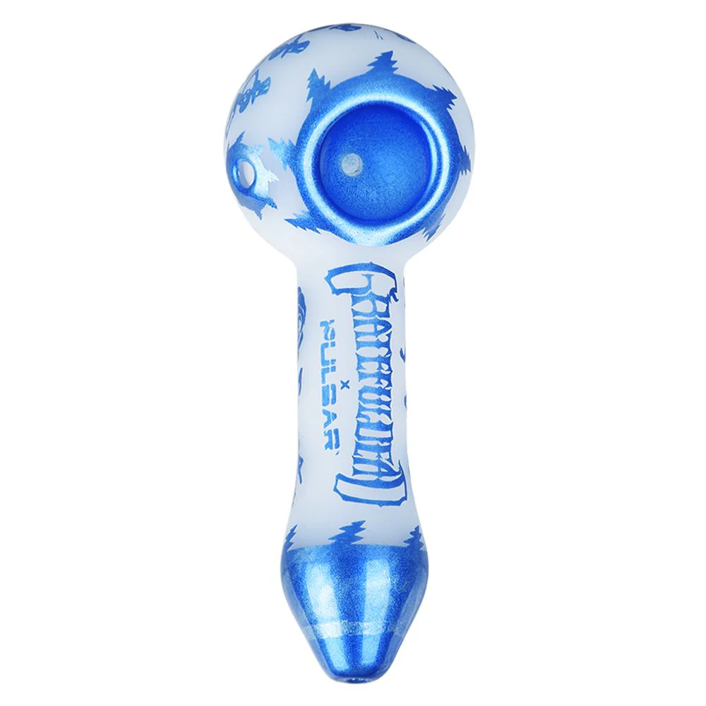 Grateful Dead x Pulsar Blue Sky Dancing Skellies Glass Spoon Pipe - Image 4