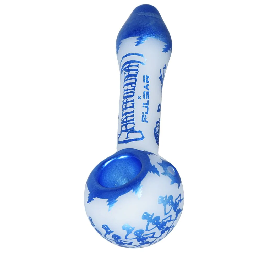 Grateful Dead x Pulsar Blue Sky Dancing Skellies Glass Spoon Pipe - Image 6