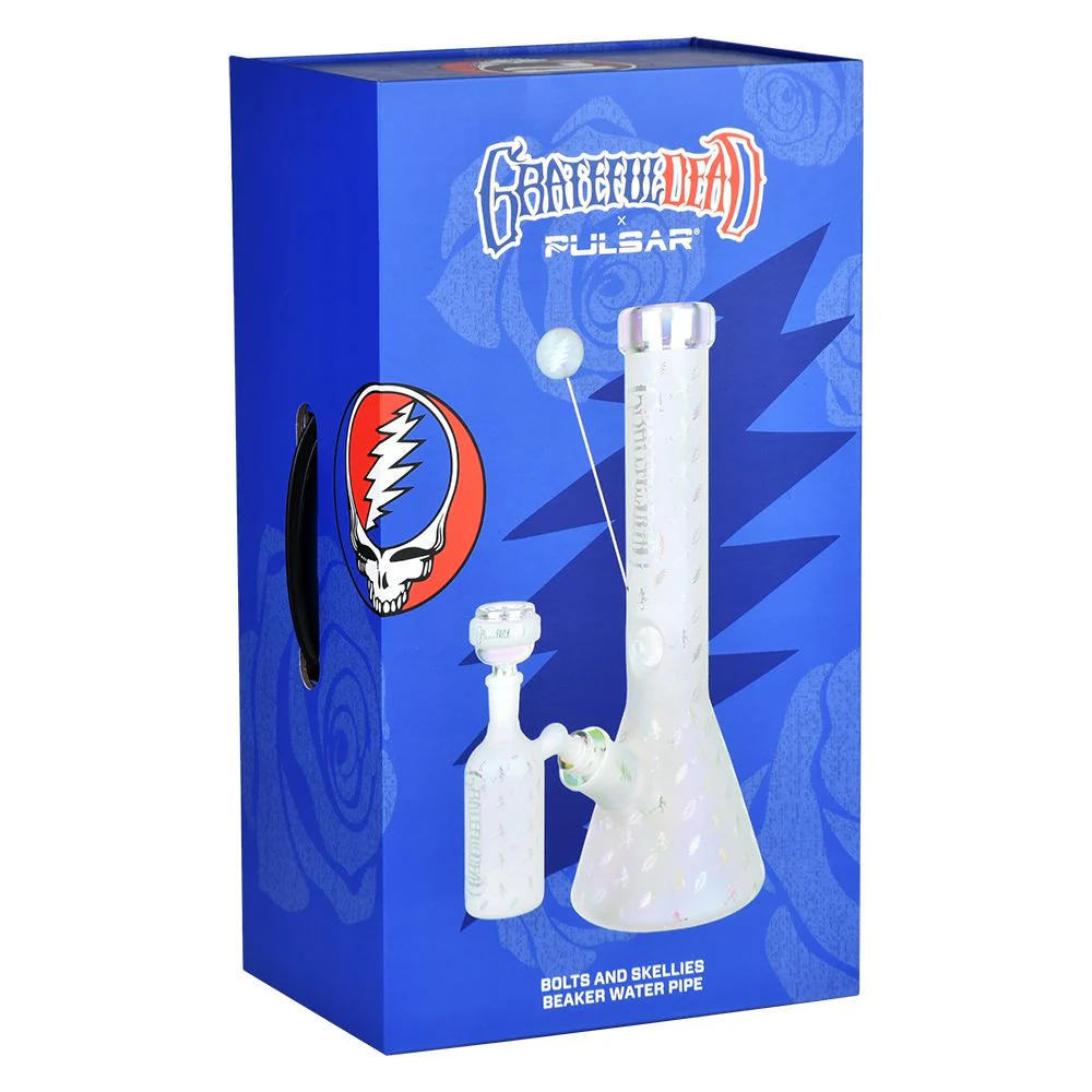 Grateful Dead x Pulsar Bolts And Skellies Glass Beaker Water Pipe Set - Image 15