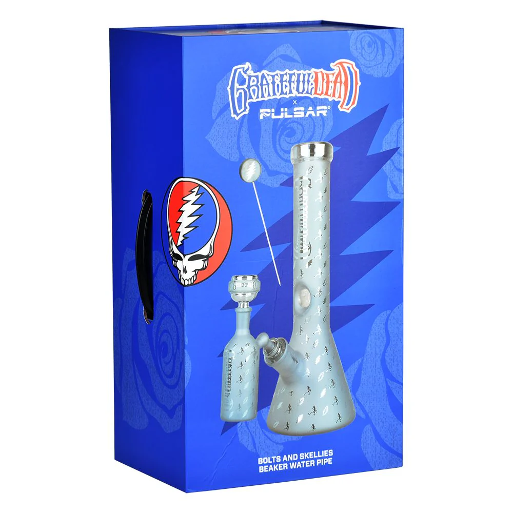 Grateful Dead x Pulsar Bolts And Skellies Glass Beaker Water Pipe Set - Image 6