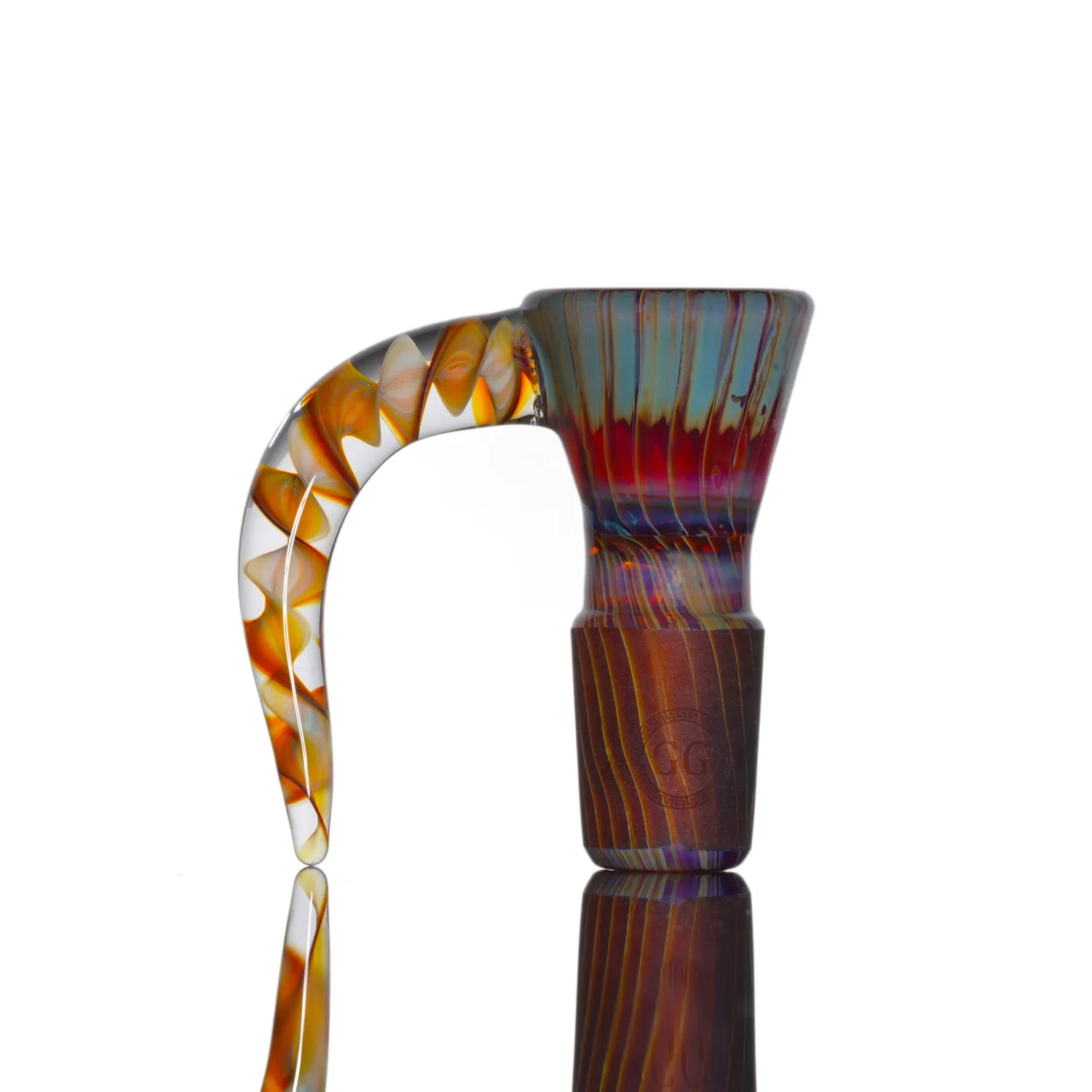 Greek Glass Double Amber/Purple 18MM Slide/Bowl