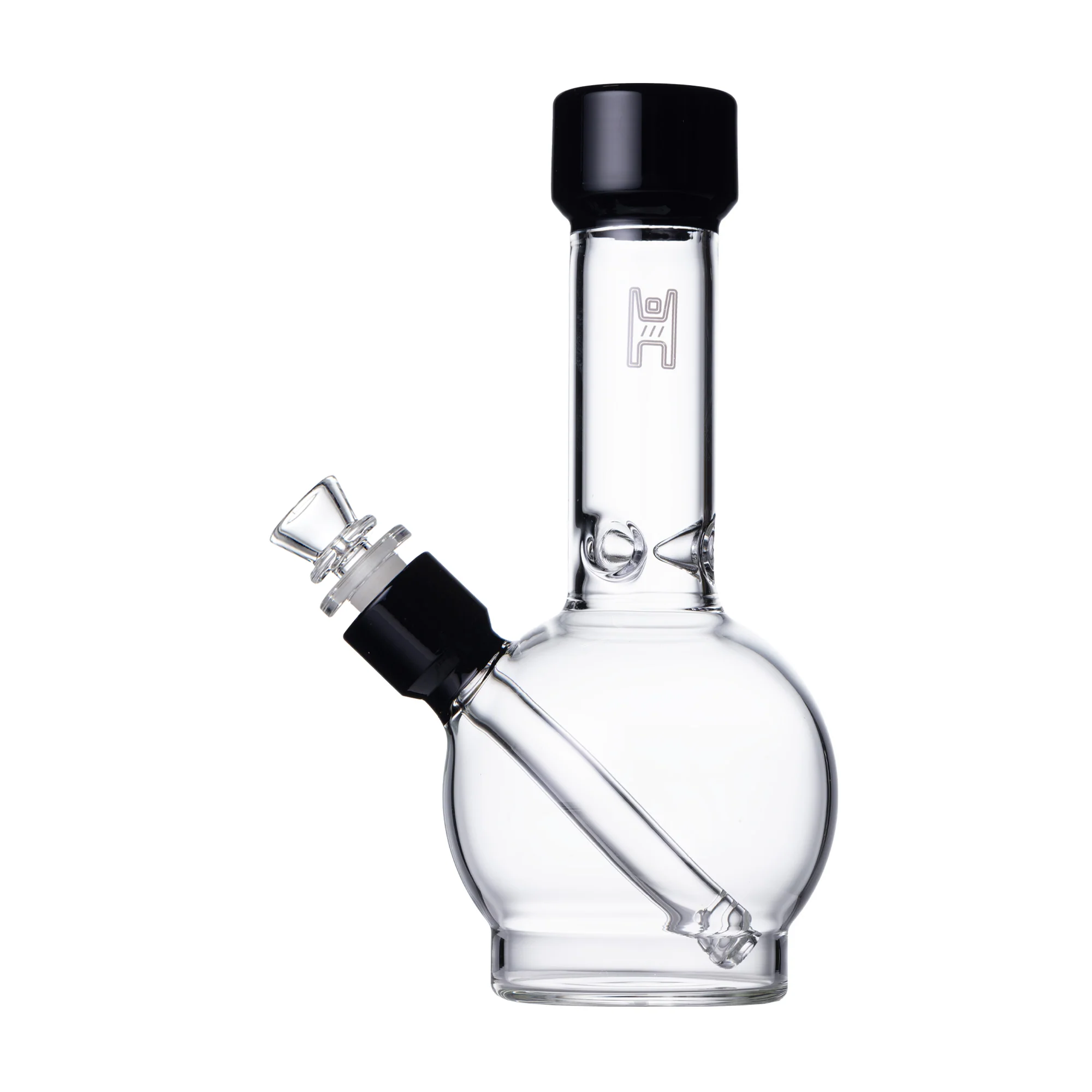 Human Grade 9" Ball Water Pipe (Clear with Black)