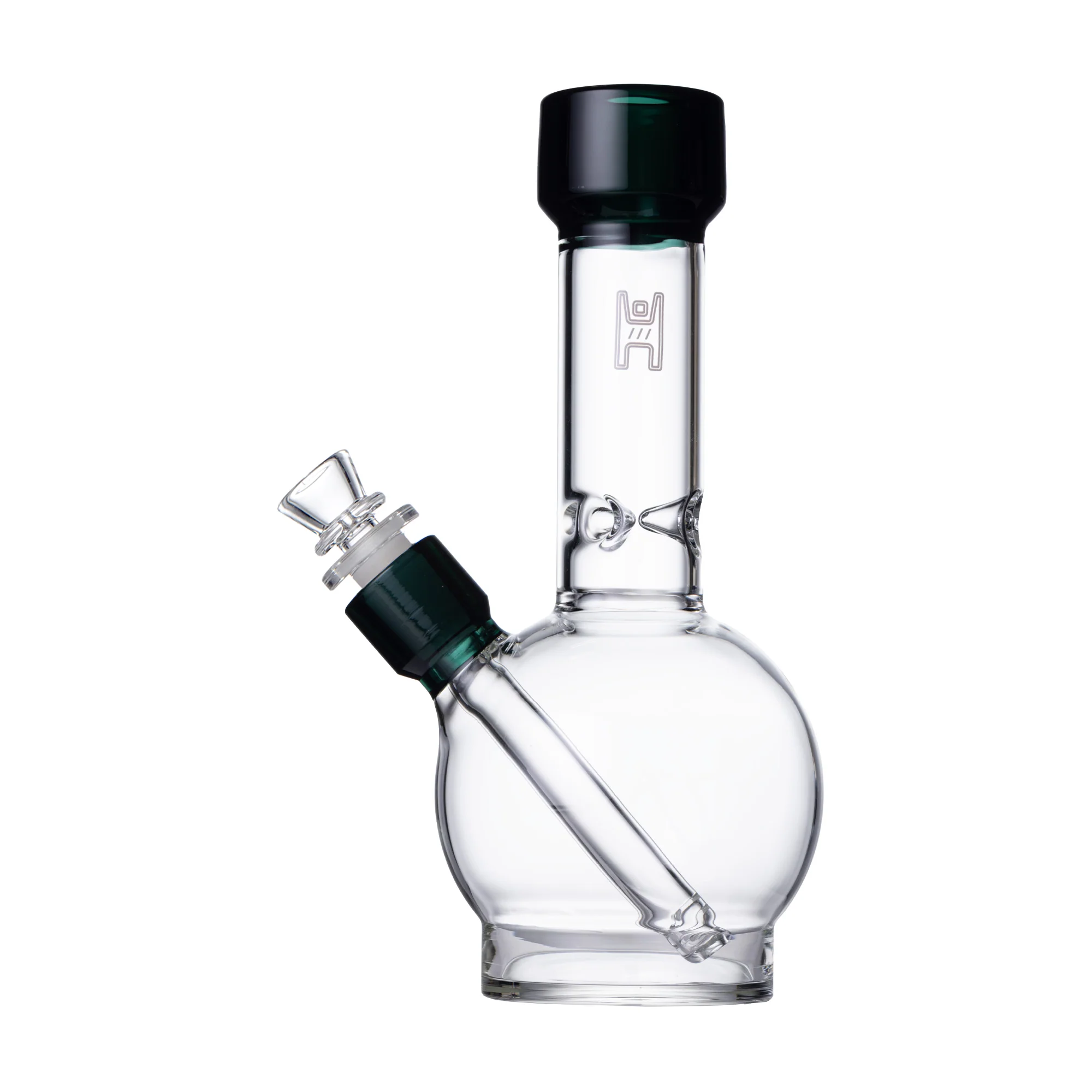 Human Grade 9" Ball Water Pipe (Clear with Lake Green)