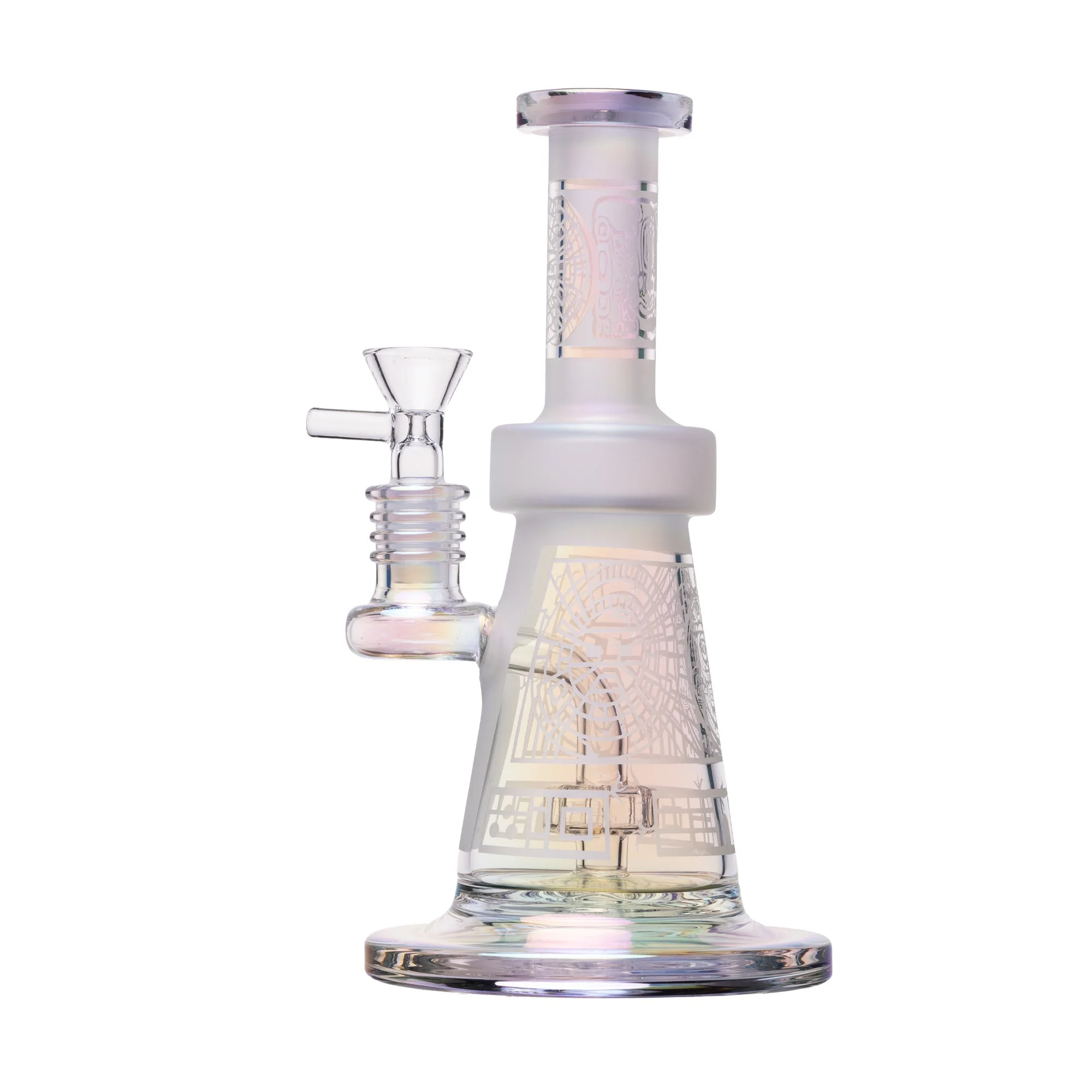 Human Grade Aztec (Sandblasted) Glass Water Pipe - Image 6