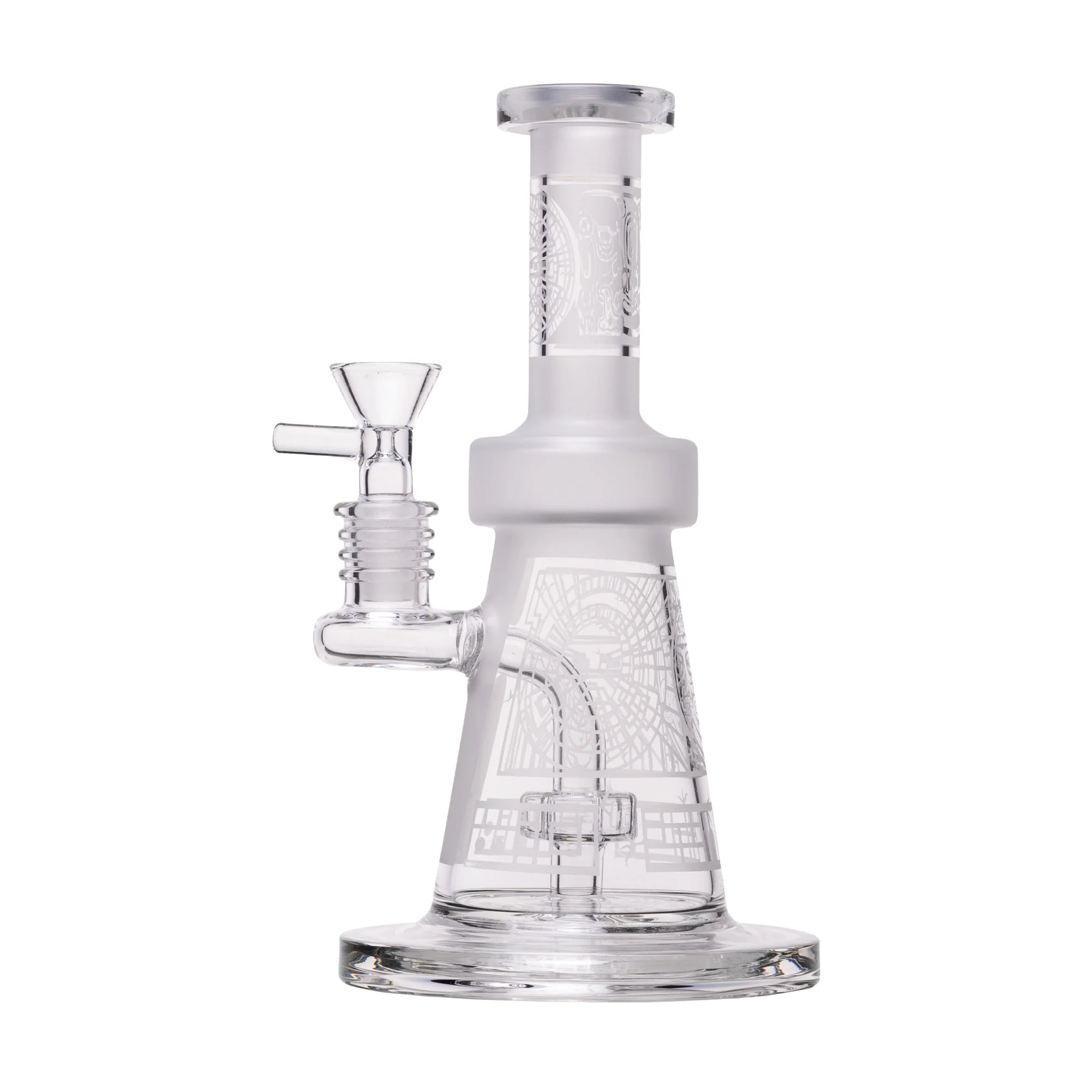 Human Grade Aztec (Sandblasted) Glass Water Pipe - Image 7