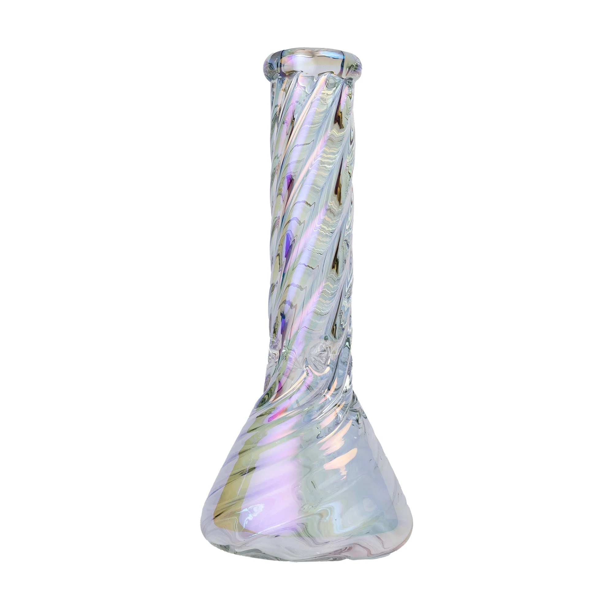 Human Grade Twisted Iridescent Beaker Water Pipe - Image 13