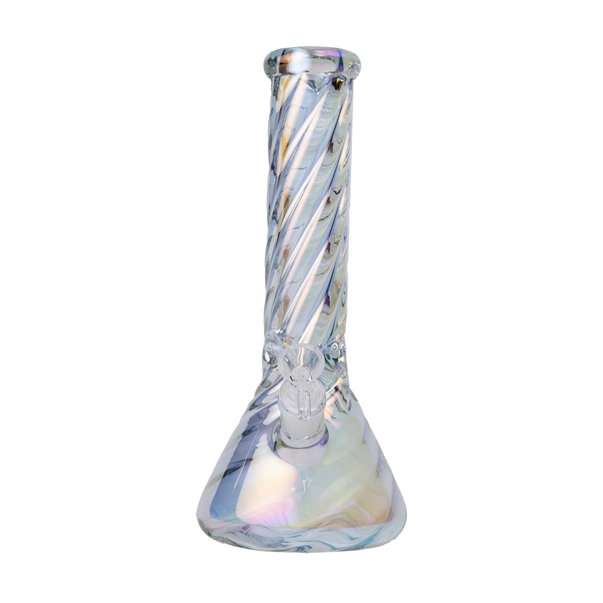 Human Grade Twisted Iridescent Beaker Water Pipe - Image 7