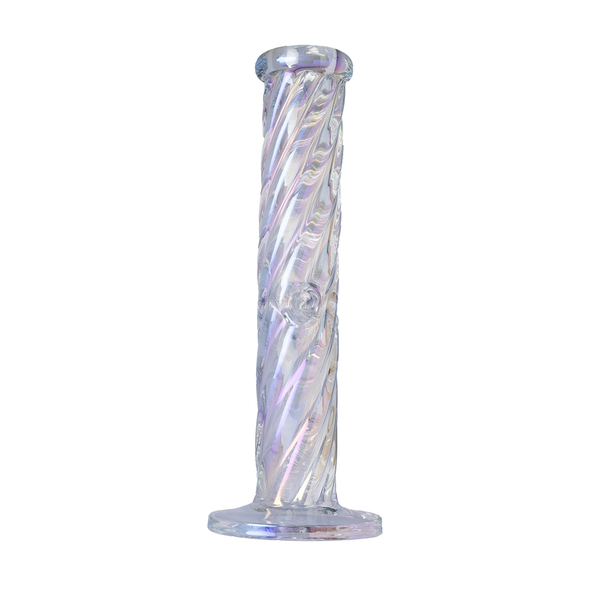 Human Grade Twisted Iridescent Tube Glass Water Pipe - Image 11