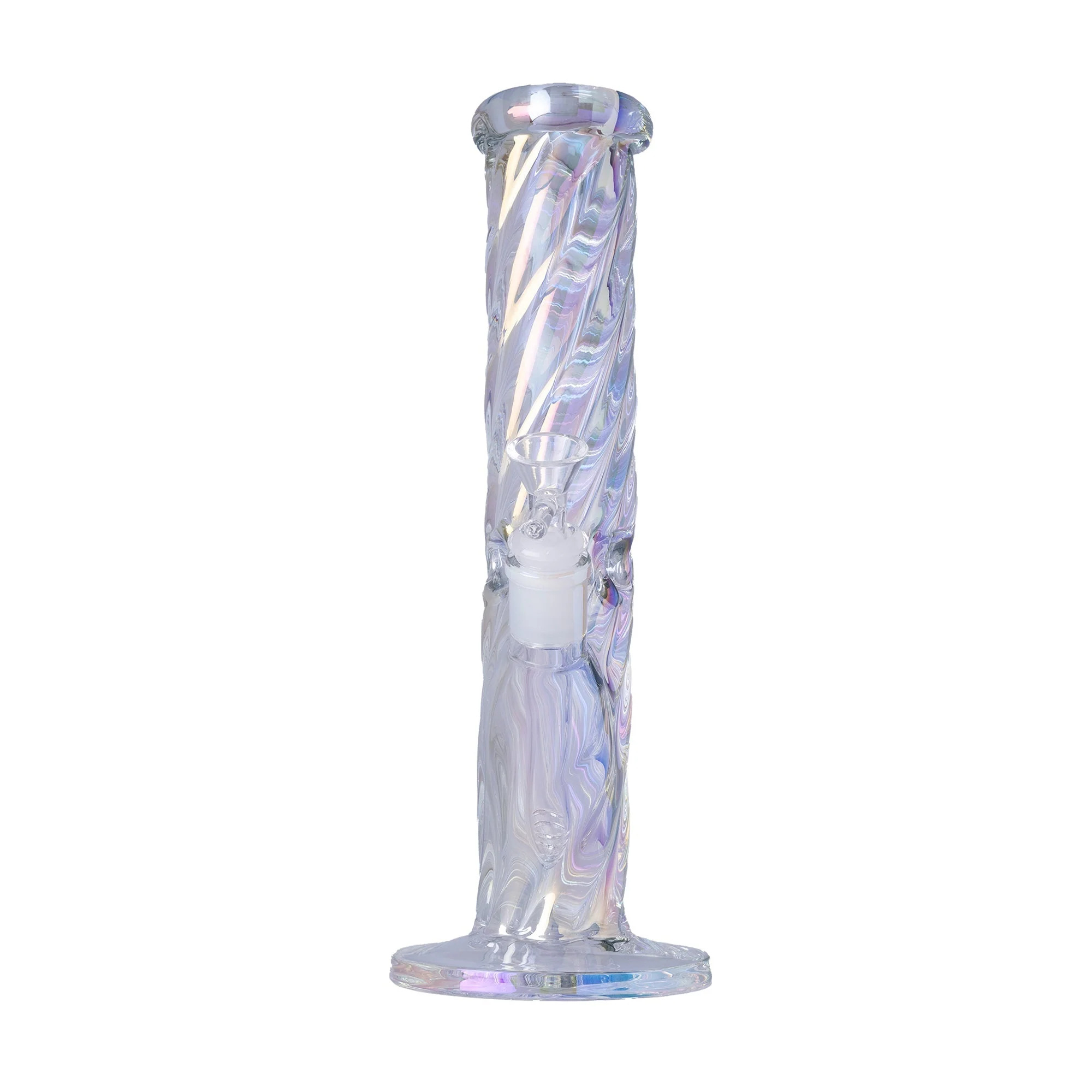 Human Grade Twisted Iridescent Tube Glass Water Pipe - Image 9