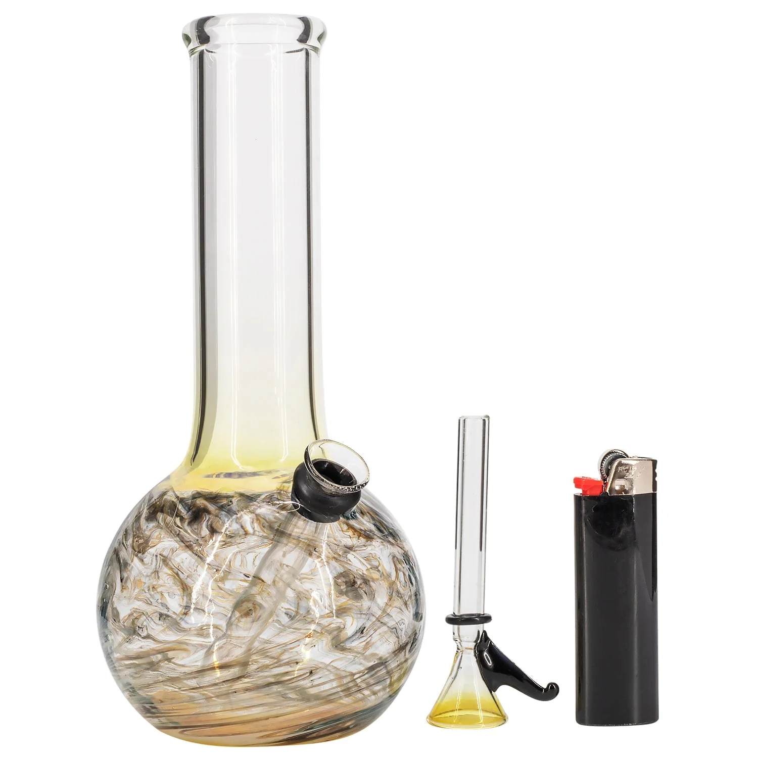 LA Pipes Raked Tiger Stripe Accented Beaker Bong 8" - Image 2