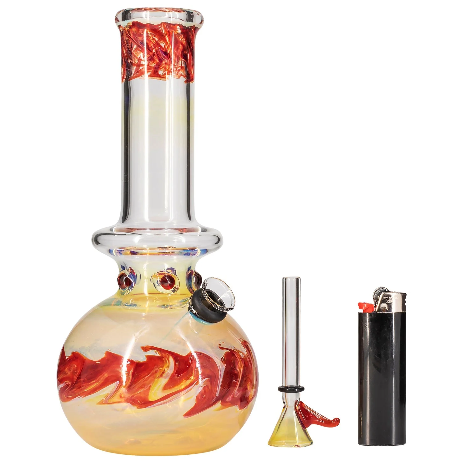 LA Pipes Time Traveler Silver Fumed Pull-Stem Bubble Bong 8" - Image 2