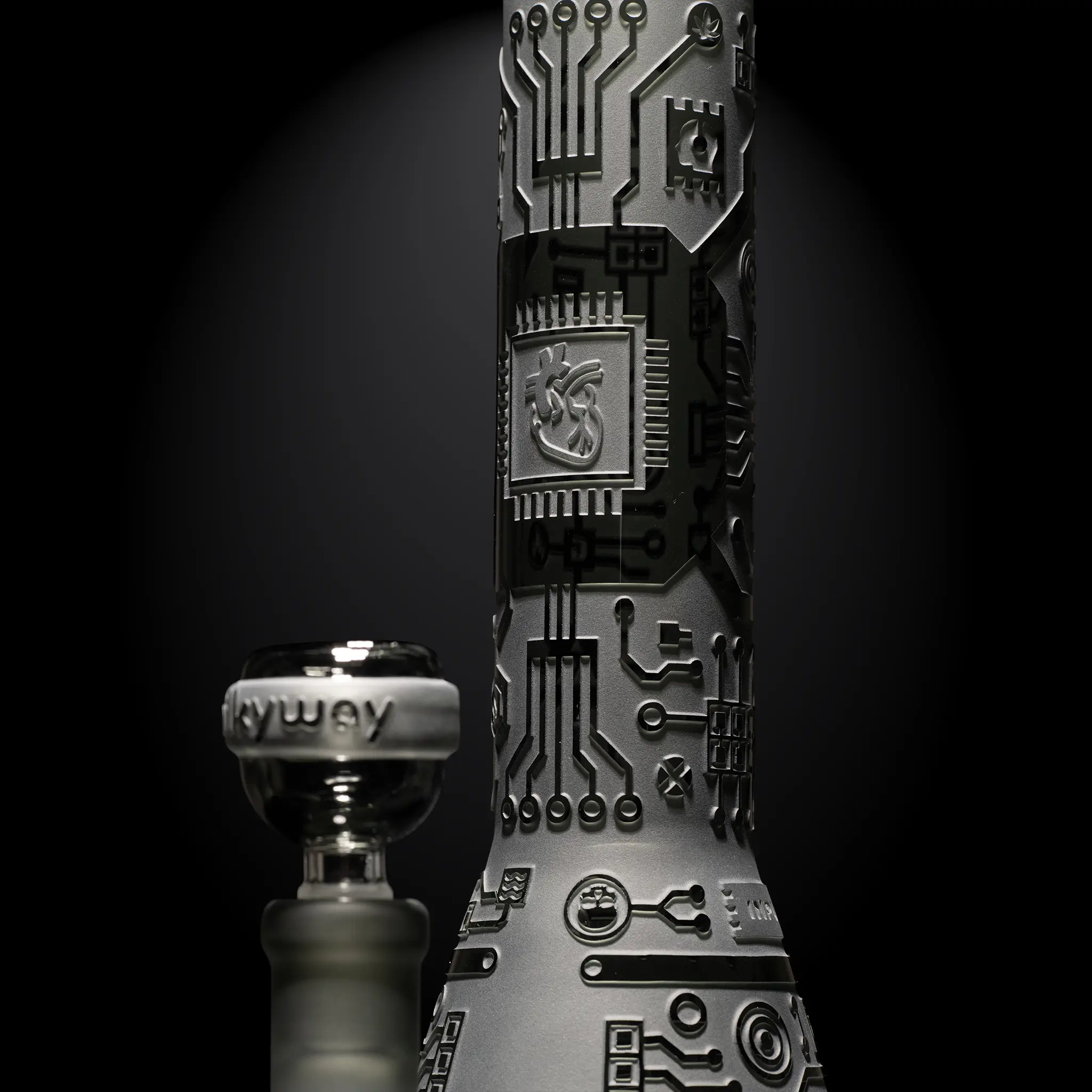 Milky Way Glass Circuitboard: I/O 16" Water Pipe (Smoke) - Image 2
