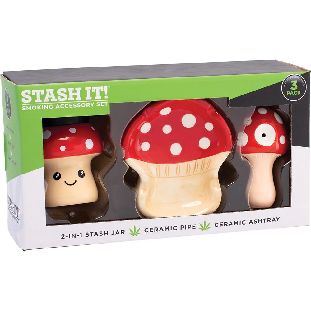 Mushroom Smoker's Kit (AshTray, Jar & Pipe) - Image 2