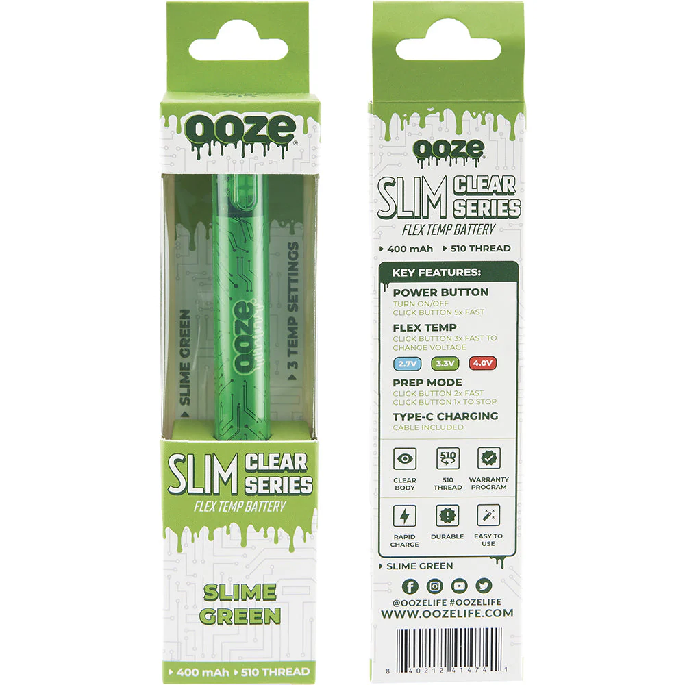 Ooze Slim Clear Pen Battery & Charger (Green) - Image 4
