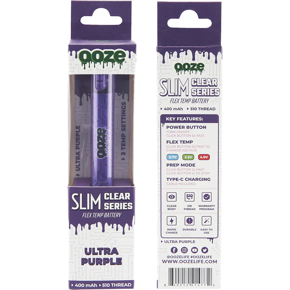 Ooze Slim Clear Pen Battery & Charger (Purple) - Image 8