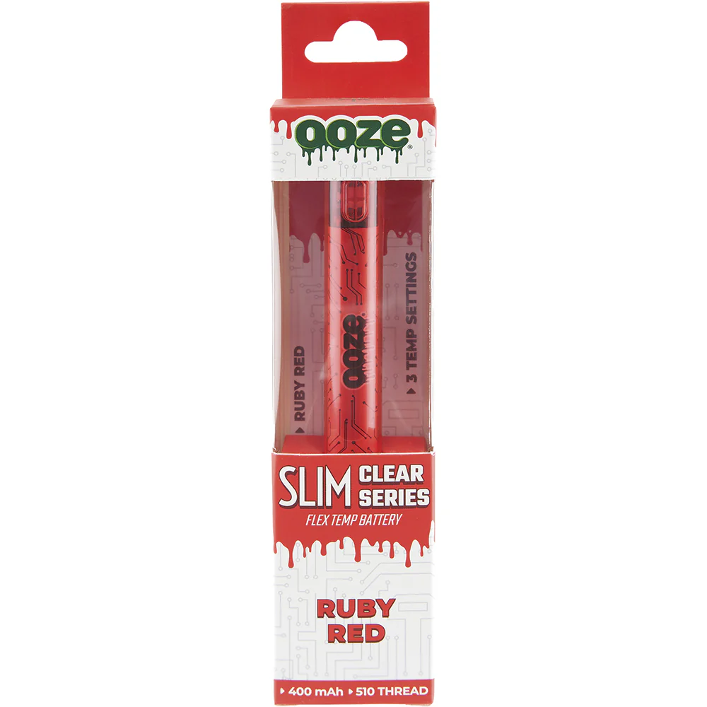 Ooze Slim Clear Pen Battery & Charger (Red) - Image 2