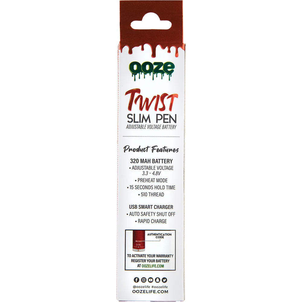 Ooze Slim Twist Vape Battery (Red) - Image 3