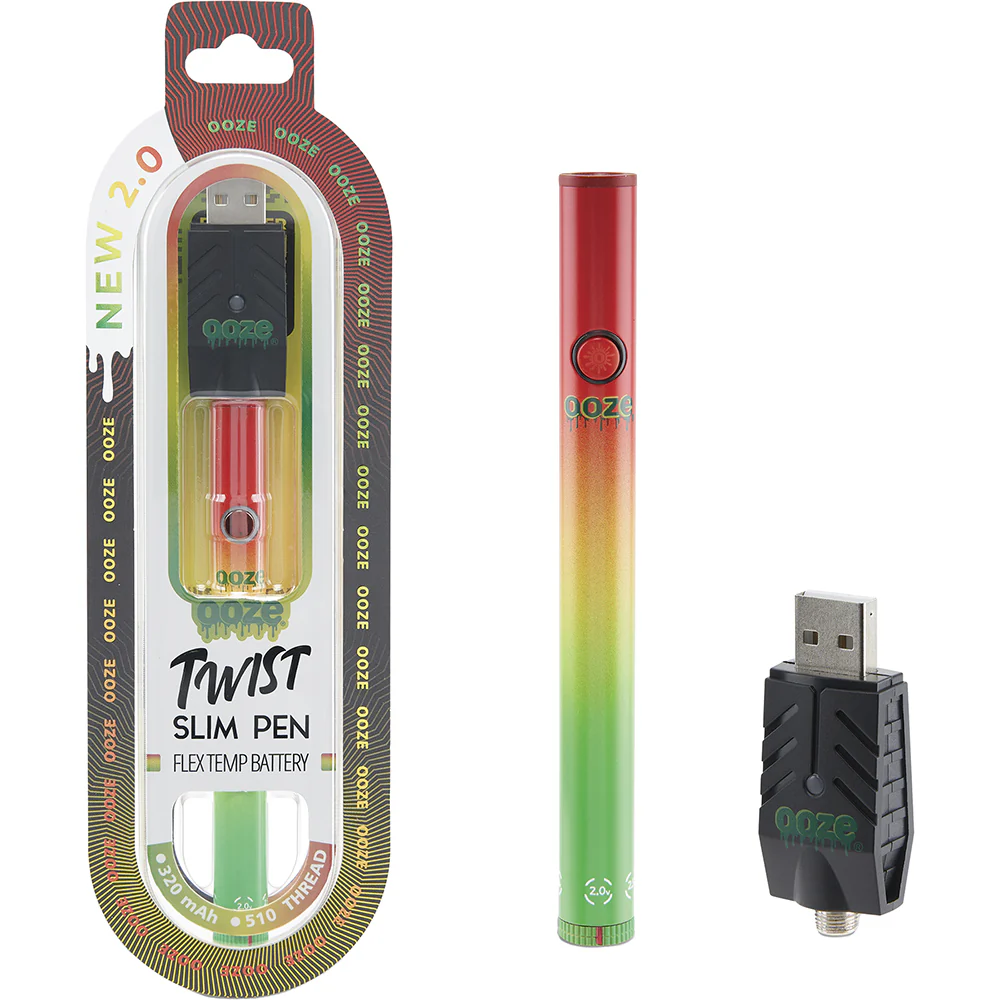 Ooze Slim Twist Vape Pen Battery 2.0 (Rasta)