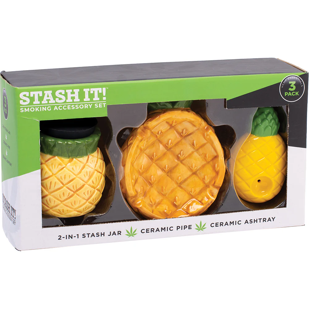 Pineapple Smoker's Kit (AshTray, Jar & Pipe) - Image 2