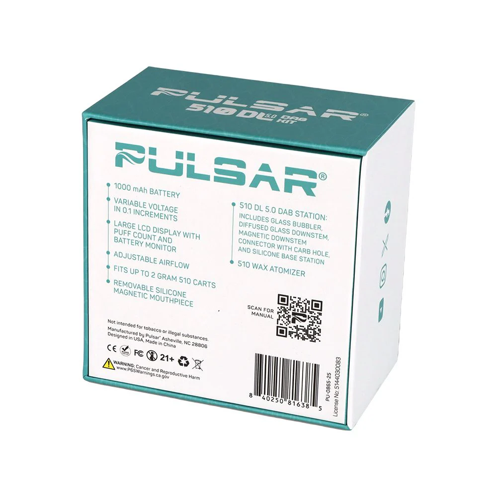 Pulsar DL 5.0 Bubbler Dab Kit with Wax Atomizer - 1000mAh / Black - Image 8