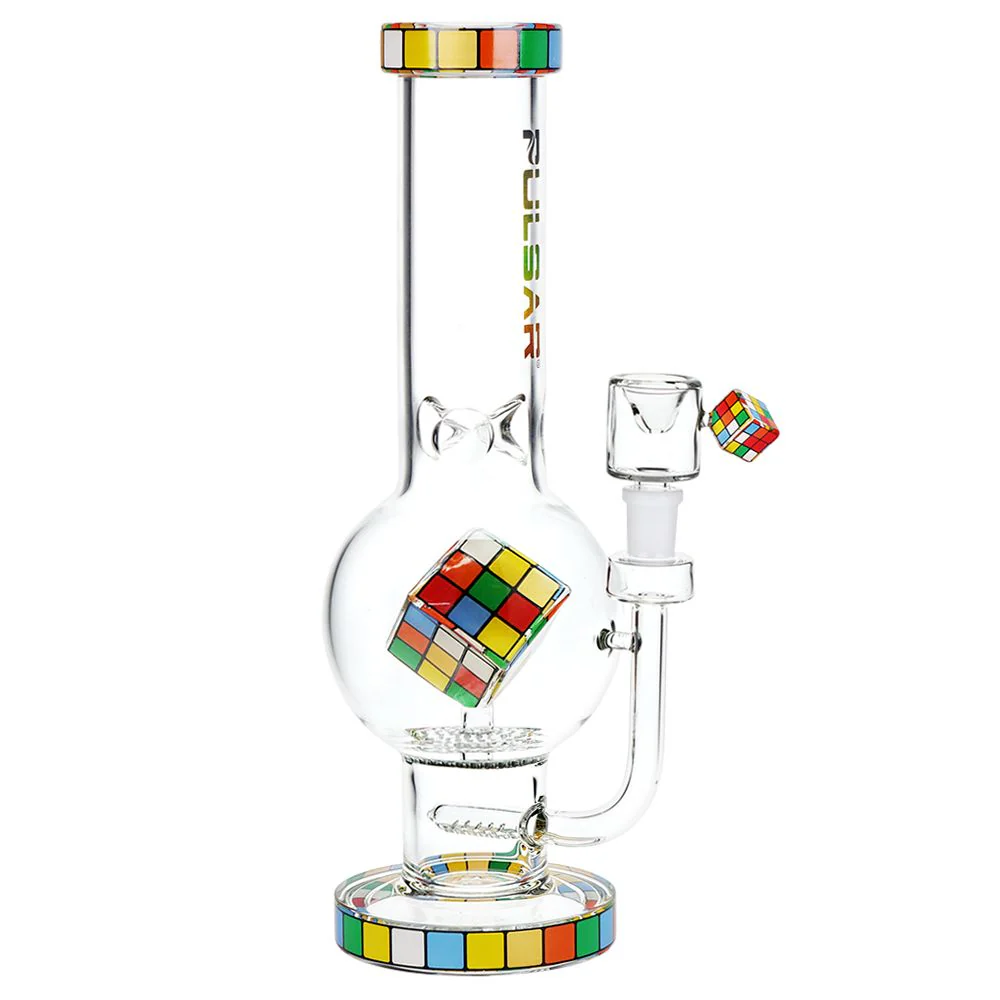 Pulsar Rubik's Cube Perc Bubble Base Glass Water Pipe - Image 8