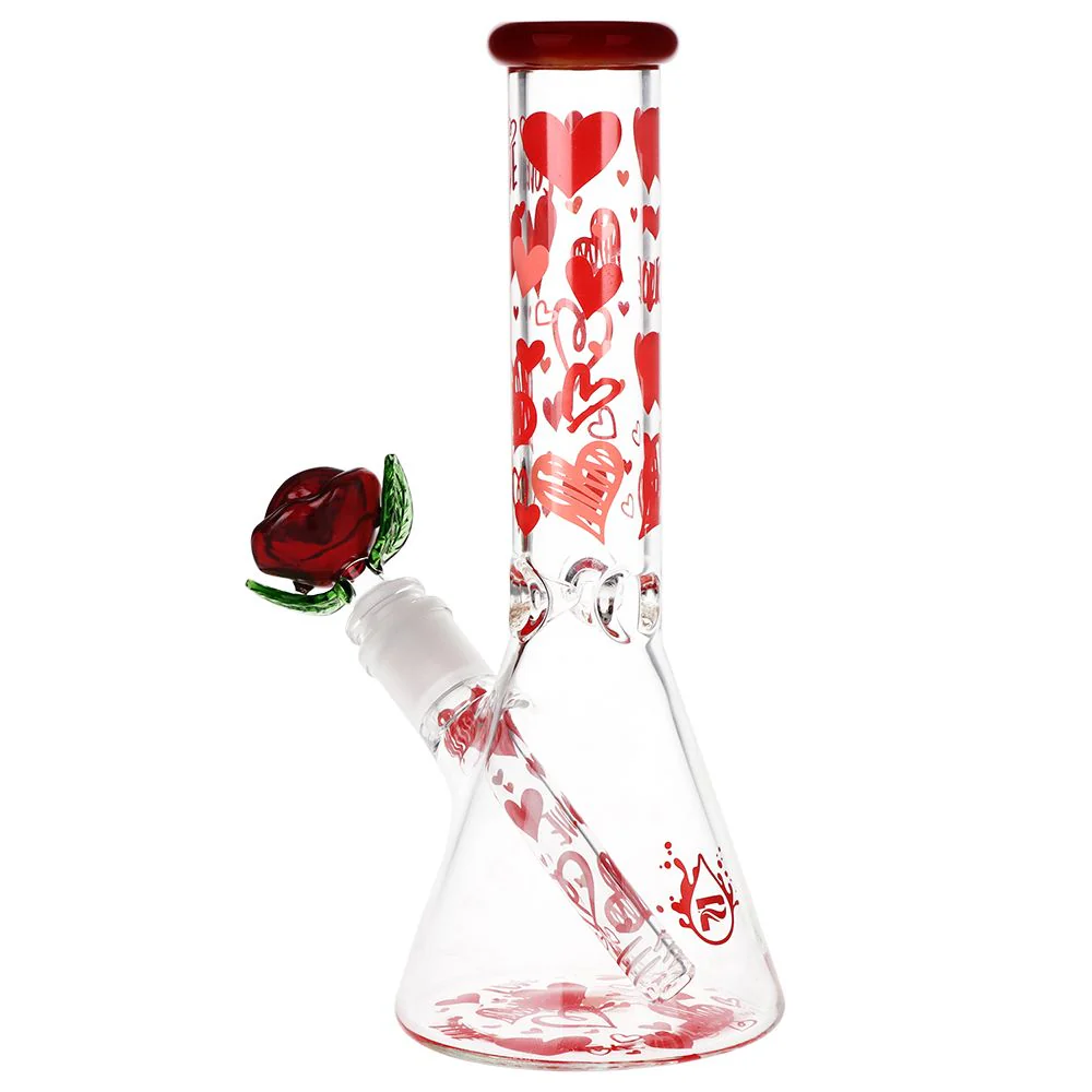 Valentine's Hearts 'n' Roses Glass Herb Pipe Duo - Image 2