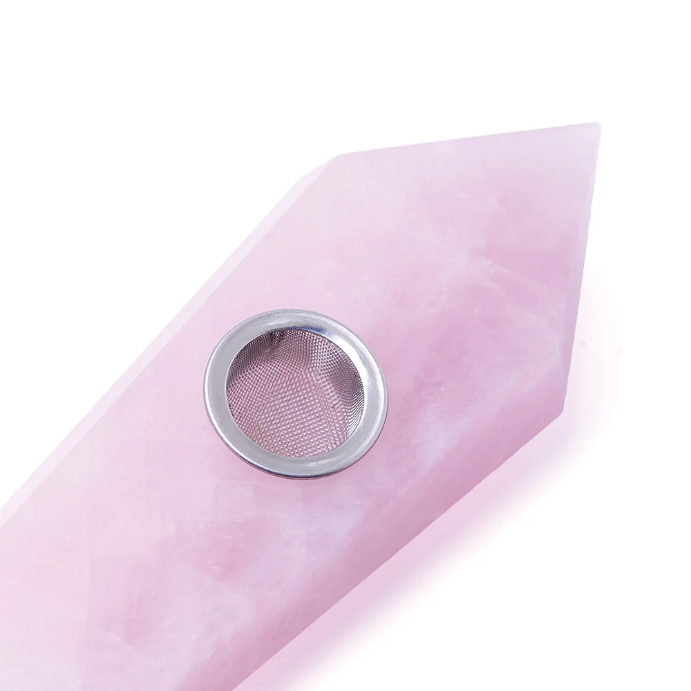 Rose Quartz Gemstone Pipe - Image 4