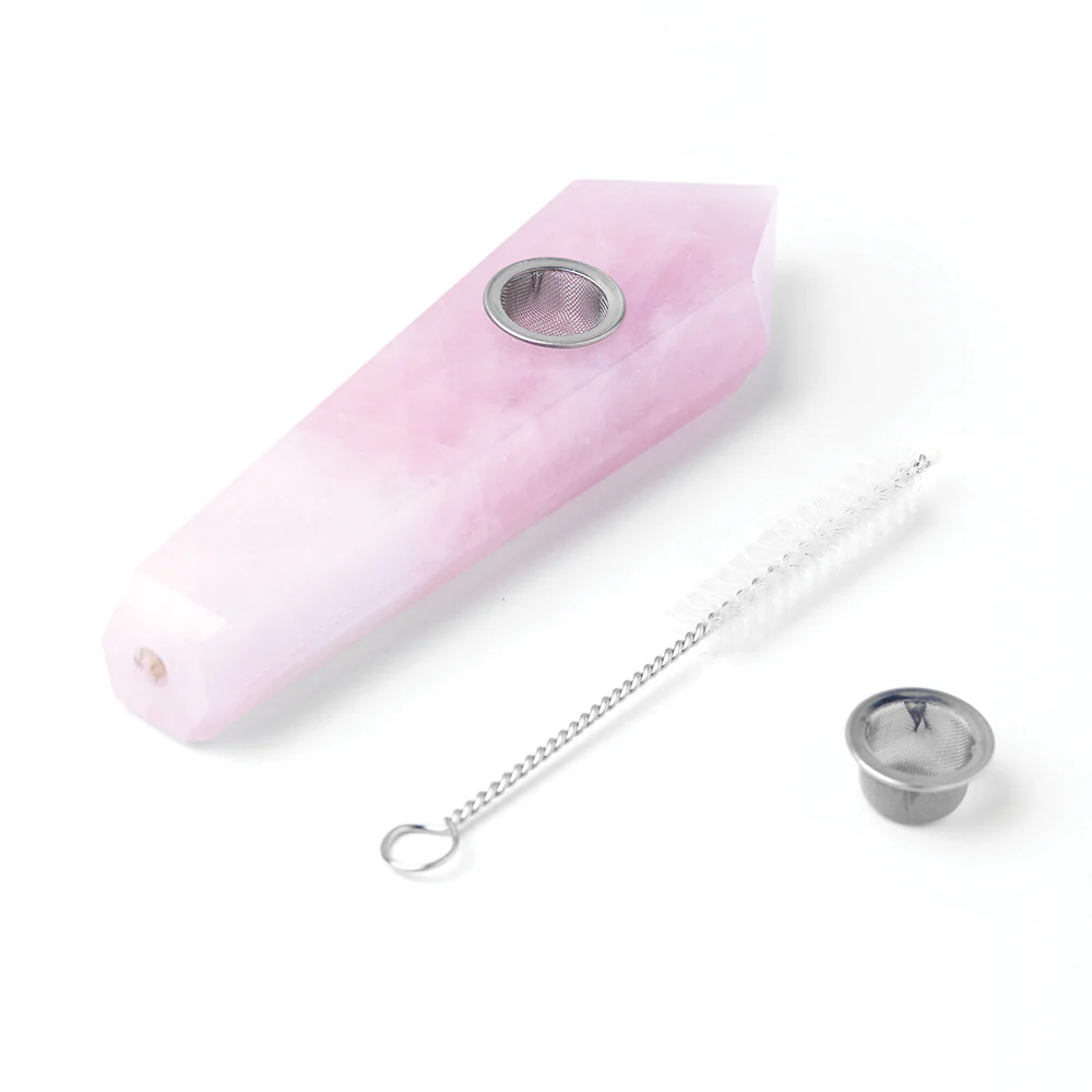 Rose Quartz Gemstone Pipe - Image 5