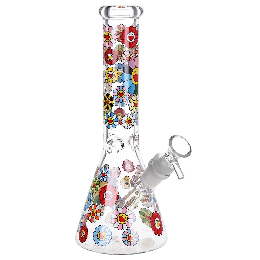 Smiling Flowers Beaker Glass Water Pipe