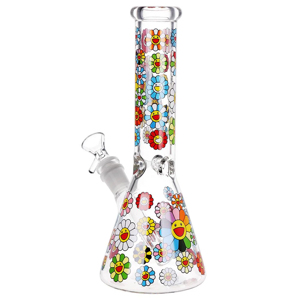 Smiling Flowers Beaker Glass Water Pipe - Image 2