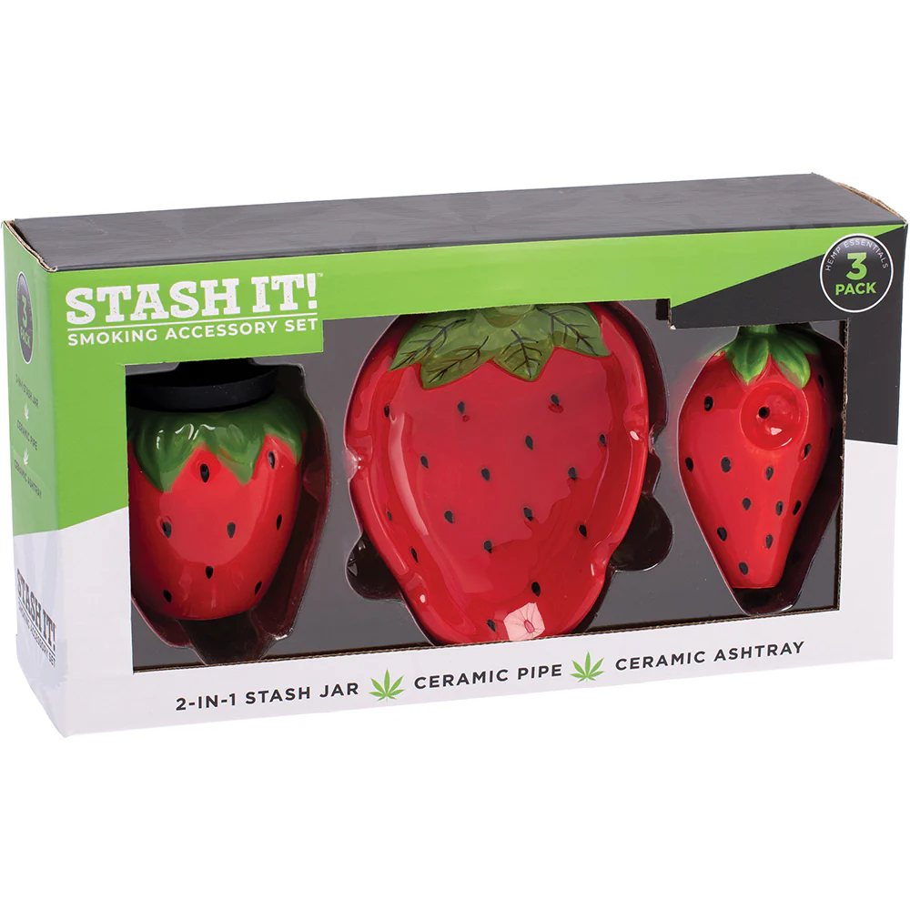 Strawberry Smoker's Kit (AshTray, Jar & Pipe) - Image 2