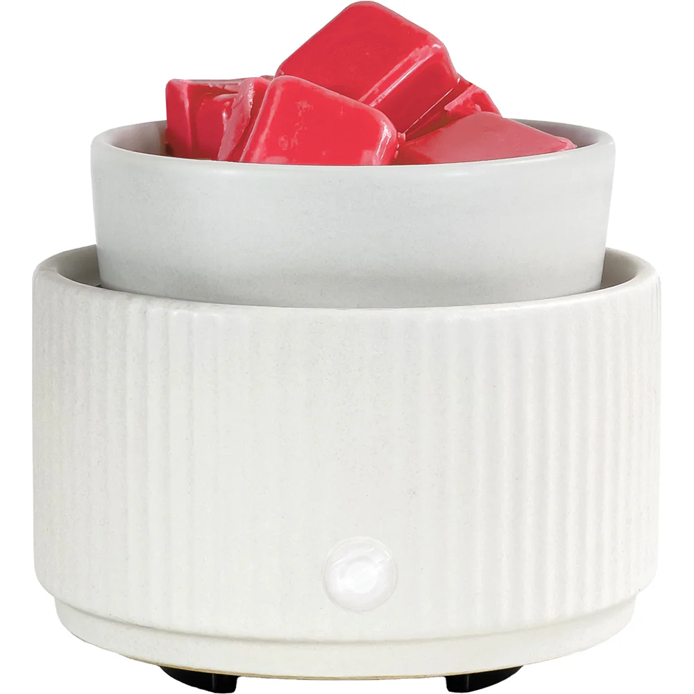 White Ribbed Ceramic Wax Melt Warmer Electric - Image 2